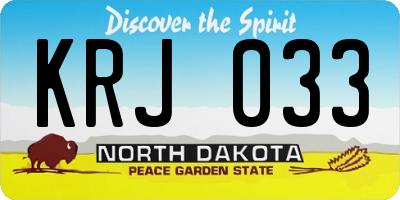 ND license plate KRJ033