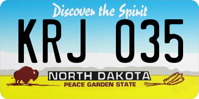 ND license plate KRJ035