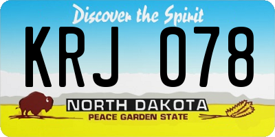 ND license plate KRJ078