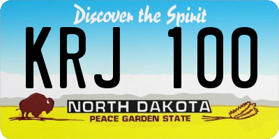 ND license plate KRJ100