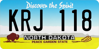 ND license plate KRJ118
