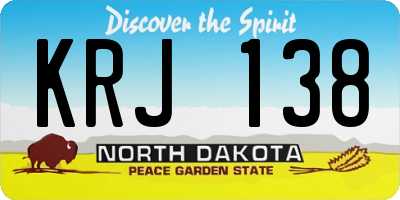 ND license plate KRJ138