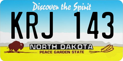 ND license plate KRJ143