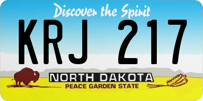 ND license plate KRJ217