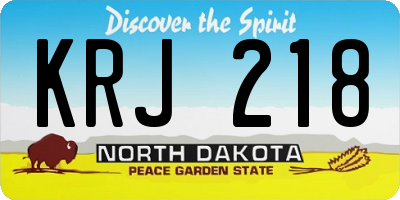 ND license plate KRJ218