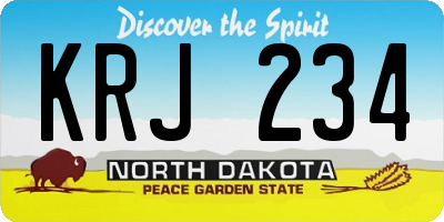 ND license plate KRJ234