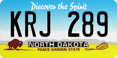 ND license plate KRJ289