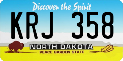 ND license plate KRJ358