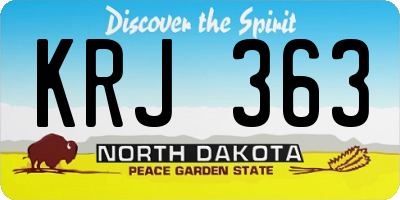 ND license plate KRJ363