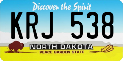 ND license plate KRJ538