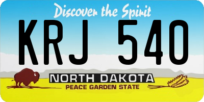 ND license plate KRJ540