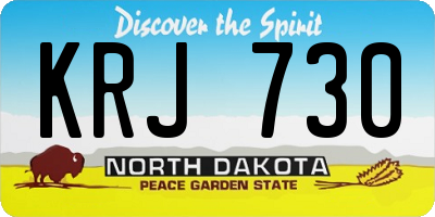 ND license plate KRJ730