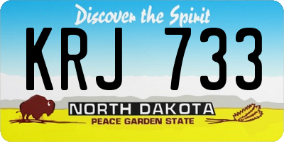 ND license plate KRJ733