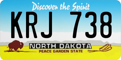ND license plate KRJ738