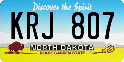 ND license plate KRJ807