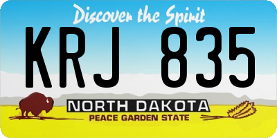 ND license plate KRJ835