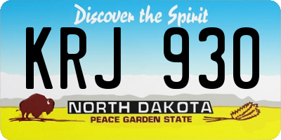 ND license plate KRJ930