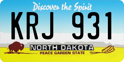ND license plate KRJ931