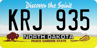 ND license plate KRJ935