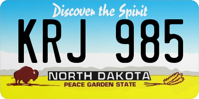 ND license plate KRJ985