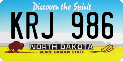 ND license plate KRJ986