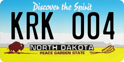 ND license plate KRK004