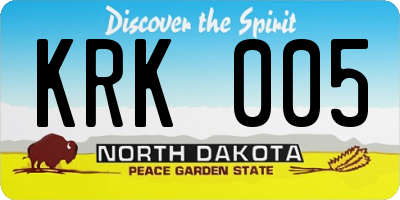 ND license plate KRK005