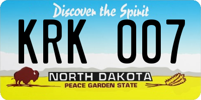 ND license plate KRK007