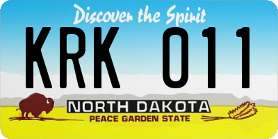 ND license plate KRK011