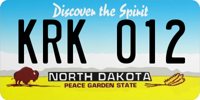 ND license plate KRK012