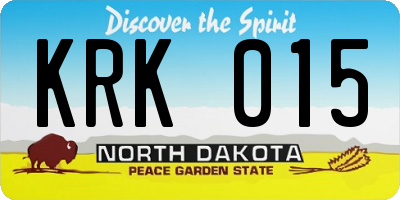 ND license plate KRK015