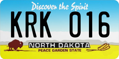 ND license plate KRK016