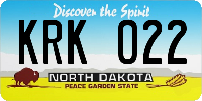 ND license plate KRK022