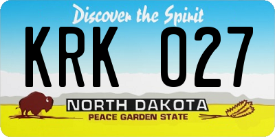ND license plate KRK027