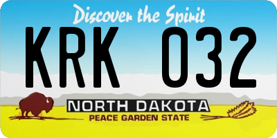 ND license plate KRK032