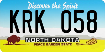 ND license plate KRK058