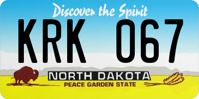 ND license plate KRK067