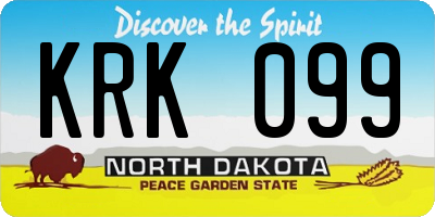 ND license plate KRK099