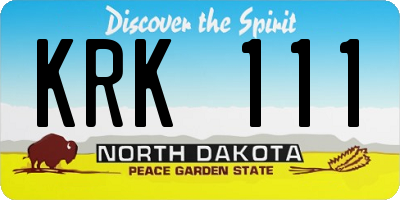 ND license plate KRK111