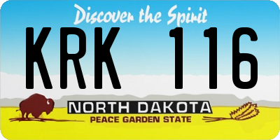 ND license plate KRK116