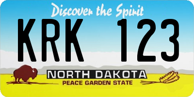 ND license plate KRK123