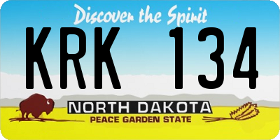 ND license plate KRK134