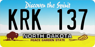 ND license plate KRK137