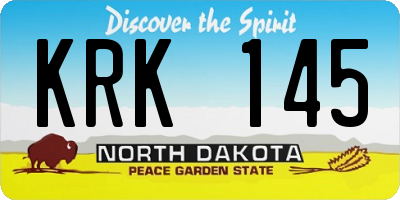 ND license plate KRK145