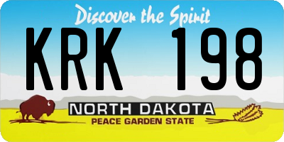 ND license plate KRK198