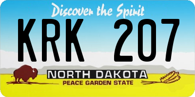 ND license plate KRK207