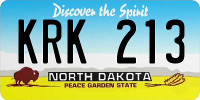 ND license plate KRK213