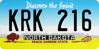 ND license plate KRK216