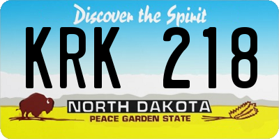 ND license plate KRK218