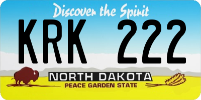ND license plate KRK222